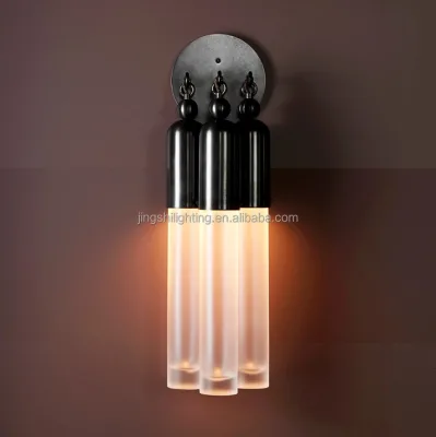 Antique Bedroom Wall Lamps for Home Hotel Glass Rod Three Lights Wall Sconces