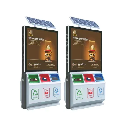 Commercial Use in  Smart Trash Intelligence with Body Sensing Solar Advertising Trash Bin Solar Light Box with Bin