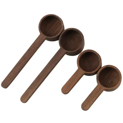 Wholesale Set of Black Walnut Wooden Measuring Spoons Including Teaspoon and Magnetic Measuring Spoons for Parties