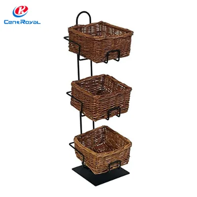Centroyal for Three-Tier Rattan Basket Metal Display Stand with Both Sides Display Powder Coating Custom Size Service