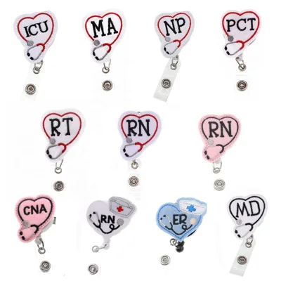 Wholesale Jotome Model 0525 Medical Nurse ICU MA NP PT RN CNA ER Stethoscope Retractable Felt ID Badge Reel