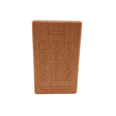 Custom Logo Baby Promotional Gifts Mobile Phone Shape Round Wooden Animal Baby Teething Wooden Teether Circle Toy