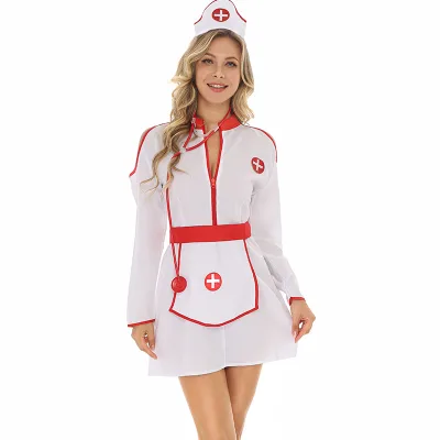 Adult Halloween Costume Party Cosplay Sexy Hot Nude Nurse Doctor Costume Women