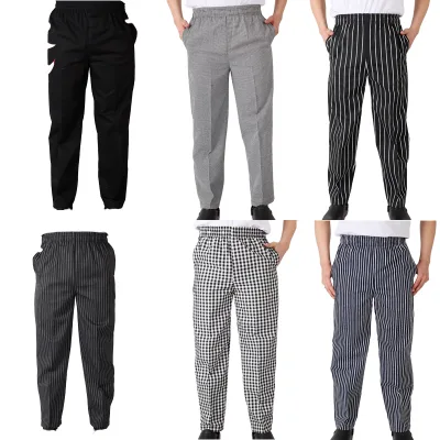 Factory Custom Multi Pattern Chef Pants Elastic Waist Loose Fit Catering Uniform Trousers Uniforme Chef Pant Manufacturer