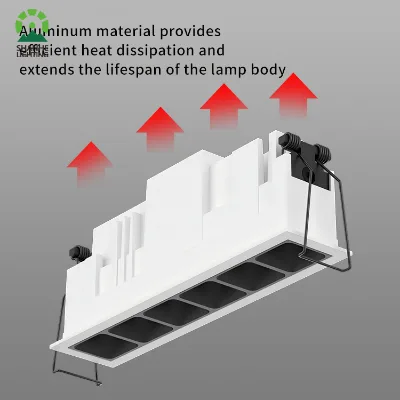Recessed LED Grille Downlight Anti Glare COB Ceiling Grille Spotlight Aluminum for Gypsum Board Ceiling Hotel Office Lighting