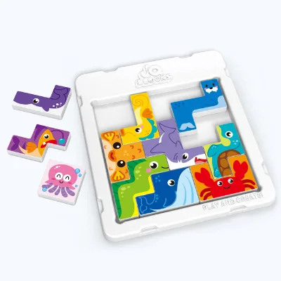 Children's Educational Plastic Building Block Square Puzzle with Marine Animals 11-Piece for 2-4 Years Old