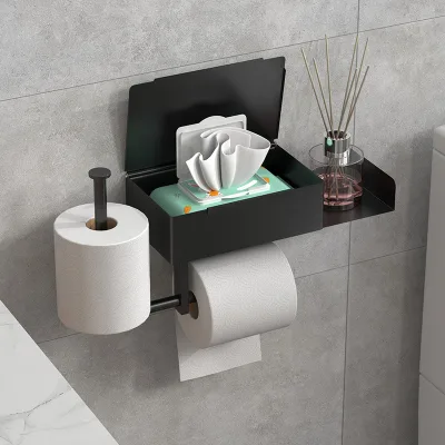 Cross-Border New 304 Stainless Steel Toilet Storage Rack Wet Tissue Box and Paper Roll Holder for Bathroom