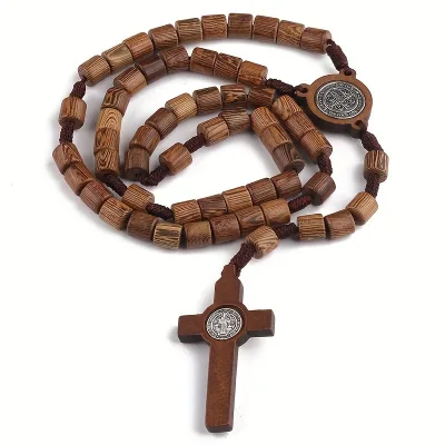 Catholic Rosary Catholicism Gift Prayer Beads Wooden Cross Necklace Beads Orthodox Wood Beads Religious Jewelry