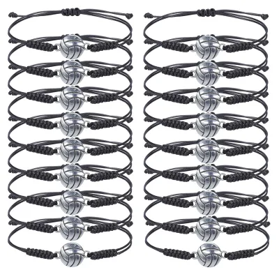 Fashion Custom Braided Rope Bracelet Hand-woven Baseball Football Basketball Volleyball Wax String Bracelets