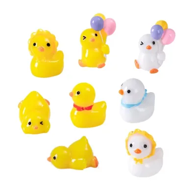 Cute 3D Yellow & White Resin Cabochon DIY Garden Decoration Accessories Artificial Duck for Home Decoration