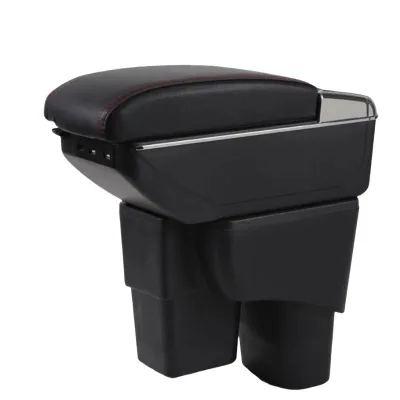 Car Center Console Armrest with Cup Holder USB Double Layer Leather Arm Rest for KIA SOLUTO
