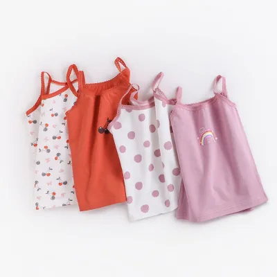 Fancy Color Sweet Design Toddler Girl Sleeveless Sling Vest 100% Cotton Eco-Friendly Summer Outerwear Protect Our Little Belly