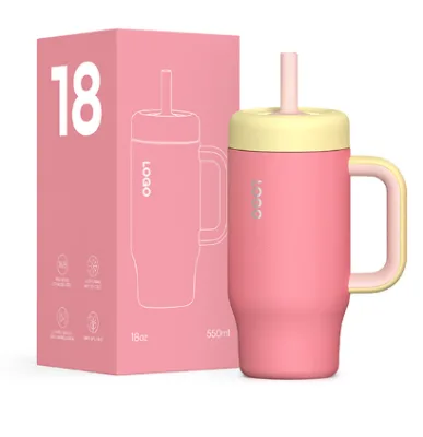 Customisable Reusable Leak-Proof Toddler Thermos with Handle Lid and Silicone Straw BPA-Free Vacuum Children's Water Bottle