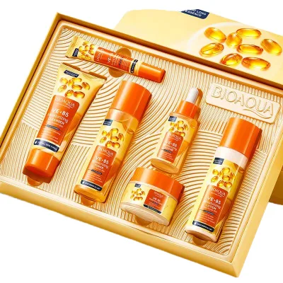 Anti-Aging Skin Care Set New Vitamin E+B5 Whitening Face Care Cream and Serum Moisturizing Cosmetic Kit