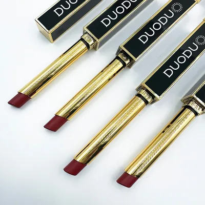 Best-Selling Ultra-Fine Tube Silky Moisturizing Lipstick Watery Texture Satin Matte Black Gold DUODUO Logo DD101 Lipstick