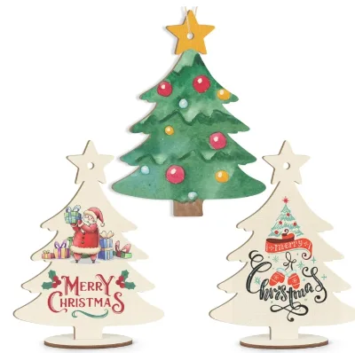New Die Cutting Customizable Eco-Friendly Wood Christmas Pendant Hanging Ornaments for Tree & Ball Decorations