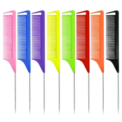 High Quality Private Label Parting Combs Common Pick Hair Comb With Rubber End Daily Salon