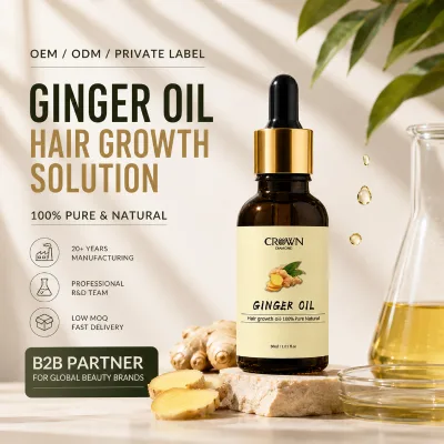 Custom Logo Vegan Ginger Hair Growth Oil Herbal Anti Hair Loss Scalp Repair Nourishing Thickening Treatment Serum for Women Men
