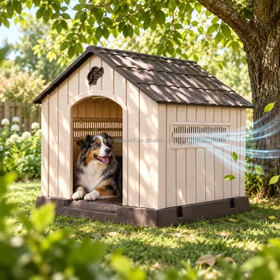 Ventilated Rainproof Plastic Pet House Durable All-Weather Dog Shelter Detachable Easy Clean Outdoor Dog Kennel