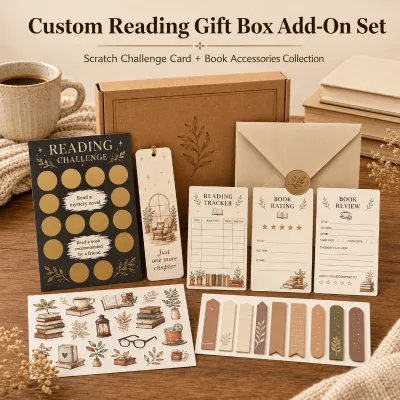 Custom Reading Gift Box Add-On Set with Scratch Challenge Card Bookmark and Book Accessories