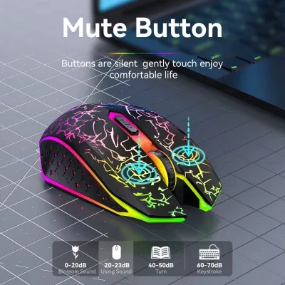 Hot-selling BT Wireless Dual-mode Gaming Mouse Rechargeable RGB Luminous Esports Mouse Mute Button Mouse