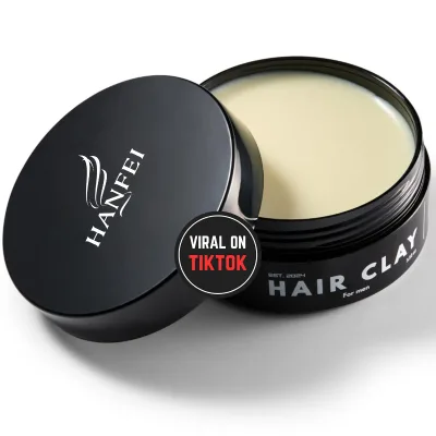 Hanfei Vegan Matte Herbal Scent Hair Clay Long Lasting Strong Hold Non Greasy Natural Hairstyle Modeling