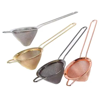 Stainless Steel Round Flour Tea Strainer Matcha Mesh Flour Sifter Colander Flour Sieve Sifter Metal Powder Sifter