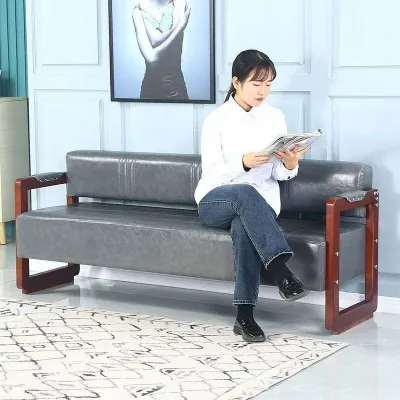 Barbershop Sofa Waiting Chair Durable Retro Solid Wood Long Lounge Chair Ergonomic Salon Beauty Hair Nail Guest Rest Chair