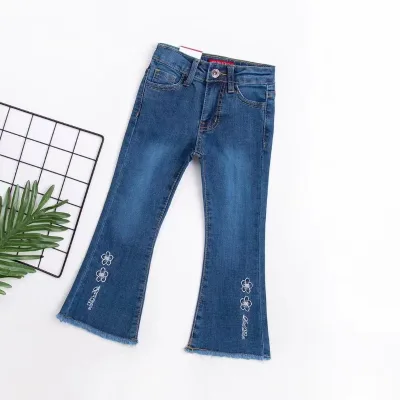 Guangzhou Wholesale Kids Jeans High Quality Girls Pants&trousers New Fashion Girls Bell Bottom Jeans