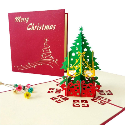 Christmas Card 3D Christmas Tree Greeting Card Christmas Eve Blessing Message Card Festival Gift Card