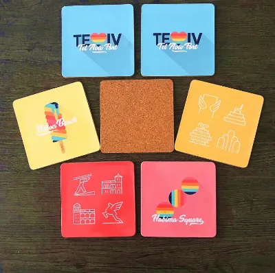 Promotion mdf cork drink coasters customized logo printed