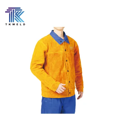 Large XXXXL Size Leather Welding Jacket Split Uniform Heat Resistant Safety Jacket