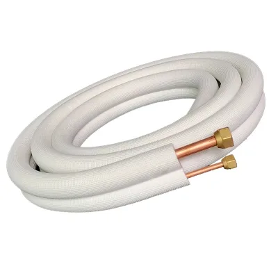 White PE Insulated Copper PIPE Set 1/4"3/8" Air Conditioner Connecting Pipe with Brass Nuts for Mini Split HVAC Refrigeration