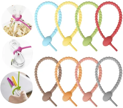Reusable Silicone Cable Twist Ties Holder Bread Snack Bag Sealing Clip Cable Ties
