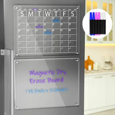 Custom Reusable Clear Acrylic Magnetic Dry Erase Board Calendar Planner for Fridge