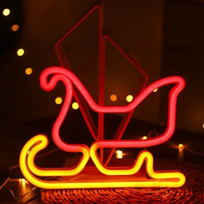 Party Wall Mounted Led Sled Neon Sign Light up Sleigh Neon Panel