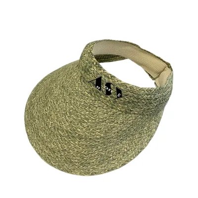 Women's Breathable Sun Protection Character Style Wide-Brimmed Open Weave Paper Visor Ribbon Rope for Outdoor Travel