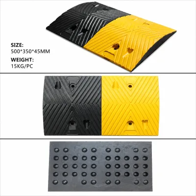 Factory Wholesale High Quality Heavy Duty Durable Anti-Crack Roadway Safety Equipment 500*350*45 mm Rubber Speed Bump