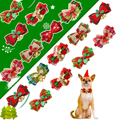 Adjustable Small Dog Collar Bell Fast Delivery Christmas Cat Dog Collar Ornament Cloth Accessory for Holiday Gift