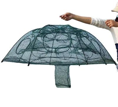 China Outdoor Portable 4-22 Entrances Fishing Umbrella Trap Pond River Lake Sea Cast Mesh Trap for Shrimp Aquaculture Cage