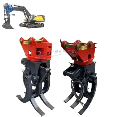 Forestry Garden Hydraulic Rotating 5-10 Ton Excavator Wooden Timber Grab Log Stone Grapple Saw Wood Grappler Grab Clamp Bucket