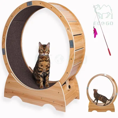 Wooden Wheel Pet Exercise Playground Interactive Physical Activity Cat Toys with Mat