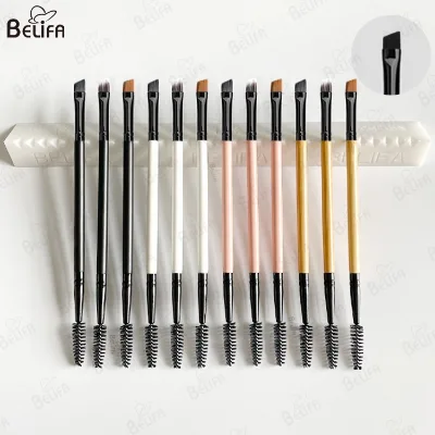 2 In 1 single makeup brush makeup tools make up accessories wood double sided Double End Eyelash angled brow eyebrow brush