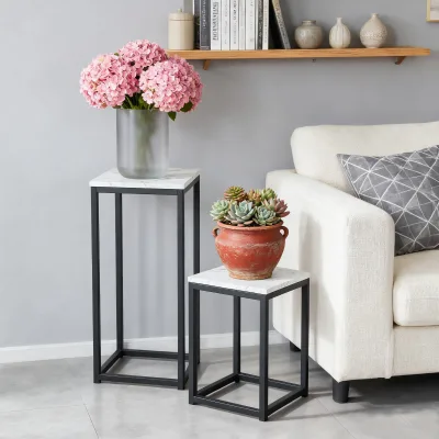 Three-Piece Iron Modern Non-Folding Flower Stand Simple Black Design Indoor/Outdoor Use Elegant Storage Rack Flower Pots