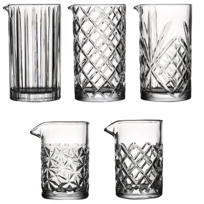 650ml Large Vertical Stripe Shaker Stirring Glass Engraved Crystal Mixing Whiskey Glass Multiple Style Shaker Glassware
