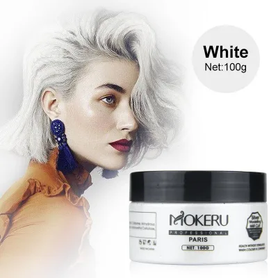 MOKERU Temporary Clay Cream Paint Wax Hair Color Strong Hold Texturizing Styling for Curly Hair