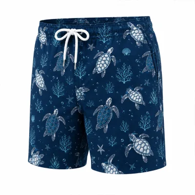 Custom Men Swim Trunks Knitted & Woven Fabric Choice Polyester Elastic Soft Breathable Low MOQ Custom Embroidery Logo for Beach