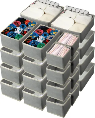 Multifunction 6-Piece Foldable Plastic Storage Box Organizer Drawer Bras Panties Belt Wardrobe Fabric Closet Living Room Socks