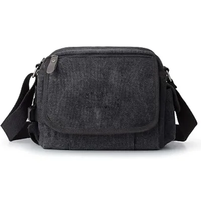 Classic Washed Canvas Crossbody Messenger Bag Water Resistant Casual Satchel Shoulder Bag Multi Pockets Daily Carry Bag
