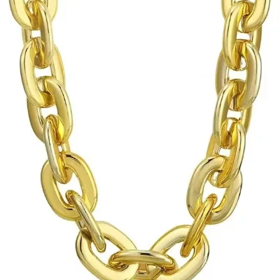 Wholesale Big Chunky Plastic Hip Hop Chain for Men Gold Turnover Chain Rubies Adult Costume Accessory Jumbo Neck Chain DIY